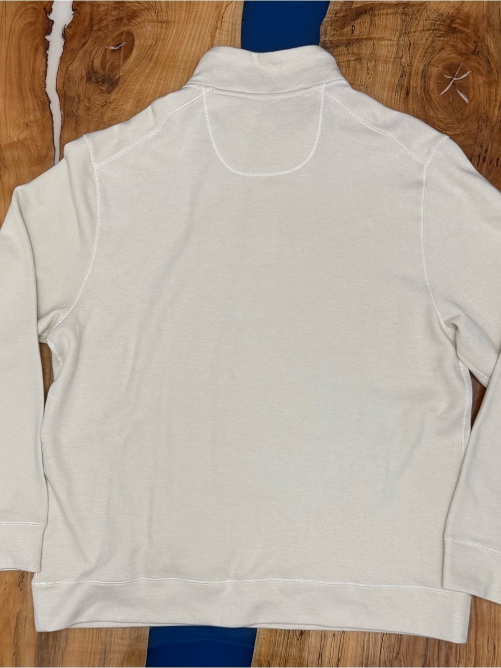 Tommy Bahama Men’s XL Cream 1/4 Zip Pullover Sweatshirt Coastal Marlin - Picture 11 of 12